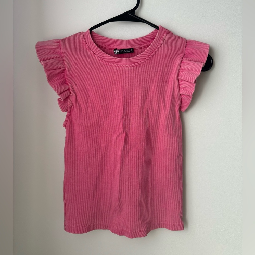 Pink Zara Flutter Sleeve Tee- size Medium